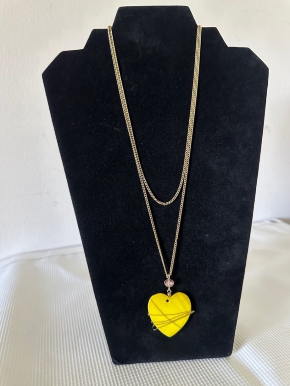 Gold Chain Necklace with Yellow Heart Pendant